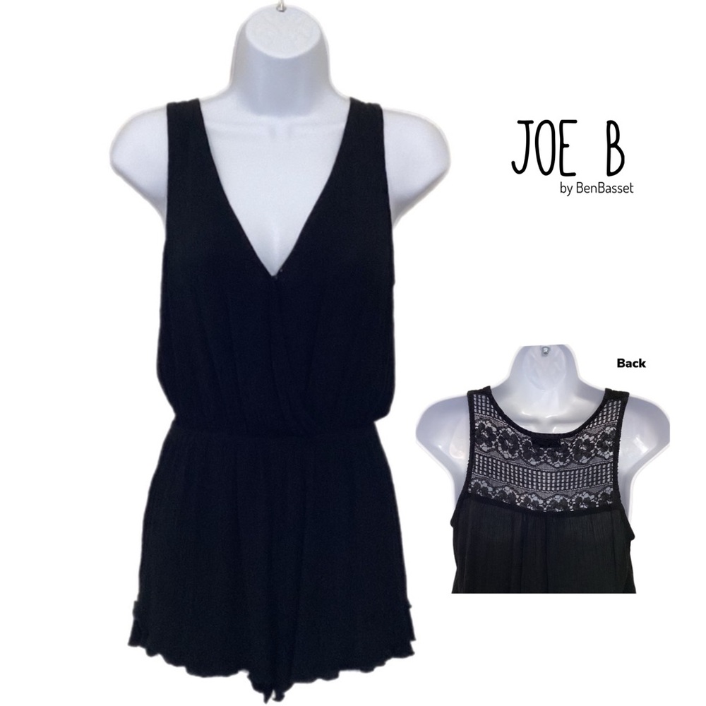 Joe B by Joe Benbasset XS Romper Black Lace Bodice Front and Back Rayon Summer